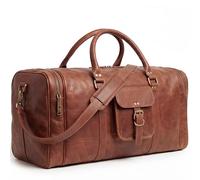 SID & VAIN® borsa da viaggio vera pelle LANDON grande borsa da weekend borsone per sport uomo donna marrone prodotto artigianale