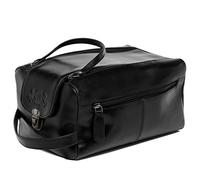 SID & VAIN® borsa toiletry vera pelle BRISTOL grande borsetta necessaire Toilette pochette beauty case da Viaggio uomo donna nero prodotto artigianale