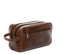 SID & VAIN® borsa toiletry vera pelle GATWICK grande borsetta necessaire Toilette pochette beauty case da Viaggio uomo marrone prodotto artigianale