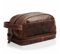 SID & VAIN® borsa toiletry vera pelle vintage ALEX grande borsetta necessaire Toilette pochette beauty case da Viaggio uomo marrone prodotto artigianale