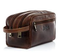 SID & VAIN® borsa toiletry vera pelle vintage GATWICK grande borsetta necessaire Toilette pochette beauty case da Viaggio uomo donna marrone prodotto artigianale