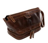 SID & VAIN® borsa toiletry vera pelle vintage NOTTINGHAM grande borsetta necessaire Toilette pochette beauty case da Viaggio uomo marrone prodotto artigianale