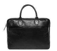 SID & VAIN® Borsa tracolla porta pc vera pelle BOSTON grande cartella laptop computer portatile Messenger porta-documenti Business uomo donna nero prodotto artigianale