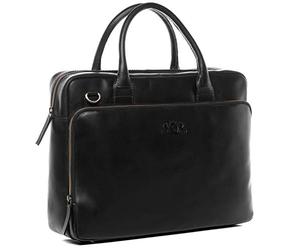SID & VAIN® Borsa tracolla porta pc vera pelle RYAN grande XL cartella per laptop computer portatile Messenger portadocumenti Business uomo donna nero prodotto artigianale