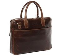 SID & VAIN® Borsa tracolla porta pc vera pelle vintage BOSTON grande cartella laptop computer portatile Messenger porta-documenti Business uomo donna marrone prodotto artigianale