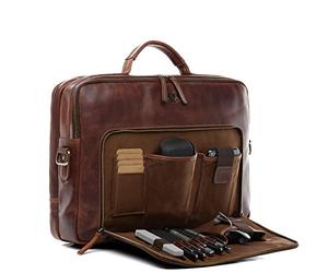 SID & VAIN® Borsa tracolla porta pc vera pelle vintage SIMON grande XL cartella per laptop computer portatile Messenger portadocumenti Business uomo donna marrone prodotto artigianale