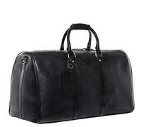 SID & VAIN® borsa viaggio tracolla vera pelle FRANKLIN grande borsone bagaglio a mano sportiva duffle bag weekend uomo donna nero prodotto artigianale
