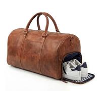 SID & VAIN® borsa viaggio tracolla vera pelle SKYLER grande XL borsone bagaglio a mano sportiva duffle bag weekend uomo marrone prodotto artigianale