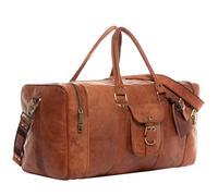 SID & VAIN Grande Weekender Borsa sportiva Landon in vera pelle, 60 cm, L - Borsa da viaggio con tracolla - Portafoglio in pelle per uomo e donna marrone fatto a mano, 50 cm, Borsa da viaggio