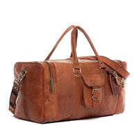 SID & VAIN Grande Weekender - Borsa sportiva Landon in vera pelle, con tracolla, per uomo e donna, colore: marrone fatto a mano, 50 cm, 50 cm, Borsa da viaggio