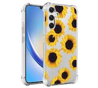 Sidande Custodia per Galaxy A34 5G Case, per Samsung A34 5G SM-A346B Sottile Custodia Protettiva in TPU Morbido e Flessibile con Motivo Trasparente Floreale Cover per Samsung Galaxy A34 5G girasole