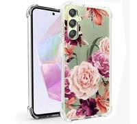 Sidande Custodia per Galaxy A35 5G Case, per Samsung A35 SM-A356B Sottile Custodia Protettiva in TPU Morbido e Flessibile con Motivo Trasparente Floreale Cover per Samsung Galaxy A35 5G fiore viola