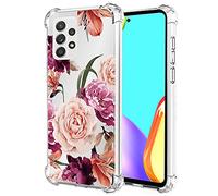 Sidande Custodia per Galaxy A52 5G Case, per Samsung A52 4G Sottile Custodia Protettiva in TPU Morbido e Flessibile con Motivo Trasparente Floreale Cover per Samsung Galaxy A52 fiore viola