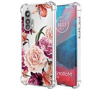 sidande - Custodia per Moto Edge Plus, Motorola Edge + custodia per ragazze e donne, trasparente e flessibile, in TPU, sottile, per Motorola Moto Edge Plus (fiore viola)