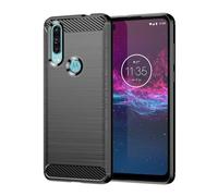 Sidande Custodia per Moto P40 Power, Motorola One Action XT2013-1, custodia ultra sottile con assorbimento degli urti in fibra di carbonio TPU custodia protettiva per Motorola Moto P40 Power nero