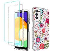 sidande Custodia per Samsung Galaxy A03S, custodia per Samsung A03S SM-A037U con pellicola protettiva in vetro temperato, per Samsung Galaxy A03S (stampa floreale)