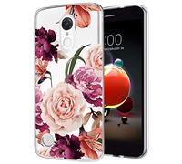 SIDANDE - Custodia protettiva per LG Aristo 3 Plus/Aristo 2 Plus/Aristo 2/Tribute Dynasty/Tribute Empire/Fortune 2/Rebel 3 LTE, in TPU morbido trasparente per LG Aristo 3 (fiore viola)