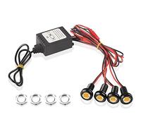 Sidaqi 4 in 1 LED Eagle Eye Luci di emergenza stroboscopiche con telecomando senza fili Luce Eagle Eye Daytime Running DRL Fanale posteriore di backup per auto camion moto 12V (giallo)
