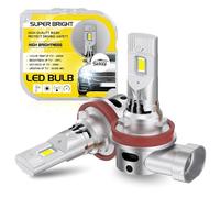 Sidaqi H8 H11 Lampadina LED 6000K bianco 1:1 Dimensione 32000LM Super luminoso LED H8 con ventola, H11 Kit di conversione fari 12V per Hi/Lo Beam Fendinebbia Plug and Play-2PCS
