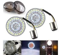 Sidaqi LED 1157 Indicatore di direzione DRL 2 "Bullet Style Anteriore Indicatore LED Luci posteriori Drving Daytime Running Light con kit copriobiettivo fumé ambra e bianco,2 PACCHI