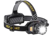 SIDARK Lampada frontale a LED, ricaricabile, super luminosa, 120000, alta lux, lampada frontale con 12 modalità e IPX7, impermeabile e regolabile a 90°, per attività all'aperto, campeggio