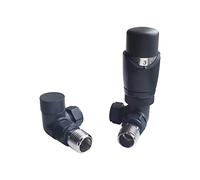 Sidato Caldo - Set di Valvole Termostatiche per Radiatori in Antracite - TRV Angolare e Valvola di Blocco - Ideali per Radiatori Verticali