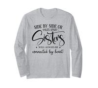 Side By Side Miles Apart Sisters Connected by Heart Sister Maglia a Manica