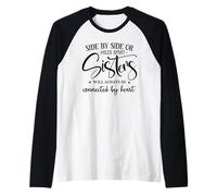 Side By Side Miles Apart Sisters Connected by Heart Sister Maglia con Maniche Raglan