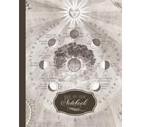 Side-By-Side Notebook: Notebook with Blank and Lined Split Pages for Writing & Sketching with 108 Cream Pages & Vintage Moon Phase Celestial Cover