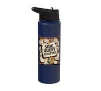 Side Quest Accepted Gamer Nerd Rpg Gaming Stainless Steel Insulated Water Bottle