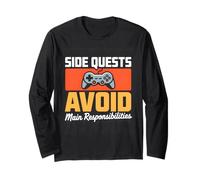 Side Quests Over Life Pixel Gamer Graphic Maglia a Manica
