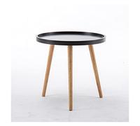 Side Table Coffee Table Bedside End Table Solid Wood Simple Couch Snack Reading Dining Table for Living Room Bedroom Office Balcony (Color : Blue Size : 6061) (Black 50 * 45cm)