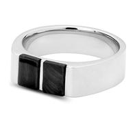 Sidegren Trendhim, anello da uomo in acciaio inox e occhio di tigre blu, finitura lucida, design danese, forma piatta, in acciaio/nero, 67mm, Metallo, Nessuna pietra preziosa