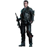 SIDESHOW/HOT TOYS DX SERIES 1:6 SCALE TERMINATOR 2 JUDGEMENT DAY BATTLE DAMAGED T-800 DELUXE ACTION FIGURE w/T-1000 STATUE NEW 901980