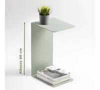 Sidetable in metallo DOUBLE 60 , Dimensioni 30x38xh 60 cm - Peso 3,5 kg che può essere utilizzato sia come tavolino di servizio lato divano sia come semplice comodino Verde Eucalipto RAL 150 60 10 ver