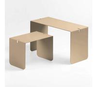 Sidetable in metallo DOUBLE 60, Dimensioni 30x38xh 60 cm - Peso 3,5 kg che può essere utilizzato sia come tavolino di servizio lato divano sia come semplice comodino Beige RAL1019