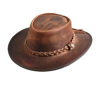 Sidewinder Cappello da Cowboy in Vera Pelle Australiana Stile Occidentale a Tesa Larga Reale Resistente all'Acqua Outback Vintage, Rosso, X-Large