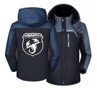 SIDHU Giacca Invernale Uomo con Zip Intera per Abarth, Giacca da Sci con Cappuccio Staccabile Giacca da Neve in Pile Giacca A Vento Cappotto da Esterno Antivento per Escursionismo Camminata,Black-5XL