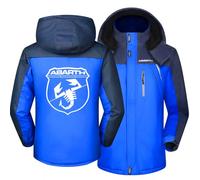 SIDHU Giacca Invernale Uomo con Zip Intera per Abarth, Giacca da Sci con Cappuccio Staccabile Giacca da Neve in Pile Giacca A Vento Cappotto da Esterno Antivento per Escursionismo Camminata,Blue-L