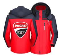 SIDHU Giacca Invernale Uomo con Zip Intera per Duca-Ti, Giacca da Sci con Cappuccio Staccabile Giacca da Neve in Pile Giacca A Vento Cappotto da Esterno Antivento per Escursionismo Camminata,Red-M