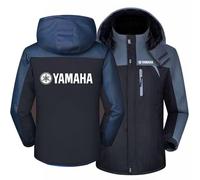 SIDHU Giacca Invernale Uomo con Zip Intera per Yama-ha, Giacca da Sci con Cappuccio Staccabile Giacca da Neve in Pile Giacca A Vento Cappotto da Esterno Antivento per Escursionismo Camminata,Black-M