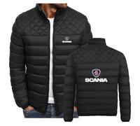 SIDHU Giacche da Uomo per Scania Cappotto Leggero in Cotone Ripiegabile e coibentato con Zip Intera Capispalla Corto Imbottito Caldo per Uomo,Black-S