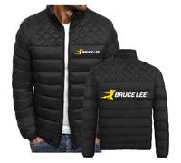 SIDHU Giacche Invernali da Uomo per Bruce Lee Cappotto Leggero e Ripiegabile in Cotone Isolato Zip Intera Capispalla Caldo Imbottito Corto per Uomo,Black-XL
