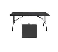 SIDIFU Tavolo pieghevole da 1,8 m, bianco, in plastica resistente, con manico, impermeabile, facile da pulire, capacità 136,1 kg (nero)