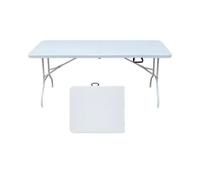 SIDIFU Tavolo pieghevole da 1,8 m, in plastica resistente, con manico, impermeabile, facile da pulire, capacità 136 kg (bianco)