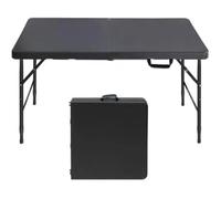 SIDIFU Tavolo pieghevole portatile in plastica da 1,2 m, altezza regolabile, con maniglia per il trasporto, per sala da pranzo, picnic, feste, campeggio (nero)