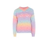 Sidona Maglione Traforato da Donna in Colore a Contrasto con Scollo a V in Nylon Arcobaleno Taglia XL/XXL