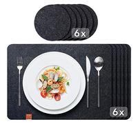 Sidorenko Elegante set di 12 tovagliette in feltro con sottovaso, colore antracite, lavabile, 44 x 32 cm, sottobicchieri in feltro, lavabili