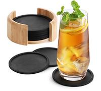 Sidorenko Sottobicchieri Silicone Set di 8 - Tondo Nero 10 cm Antiscivolo