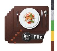 Sidorenko Tovagliette in feltro 6 pezzi set marrone - tovaglietta da tavola lavabili 44x32cm sottobicchiere in feltro - tovaglietta tonda lavabile - tovaglietta grigia sottobicchiere in feltro